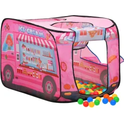 vidaXL Estructuras Para Juegos Al Aire Libre-Tienda de juegos para niños con 250 bolas rosa 70x112x70 cm