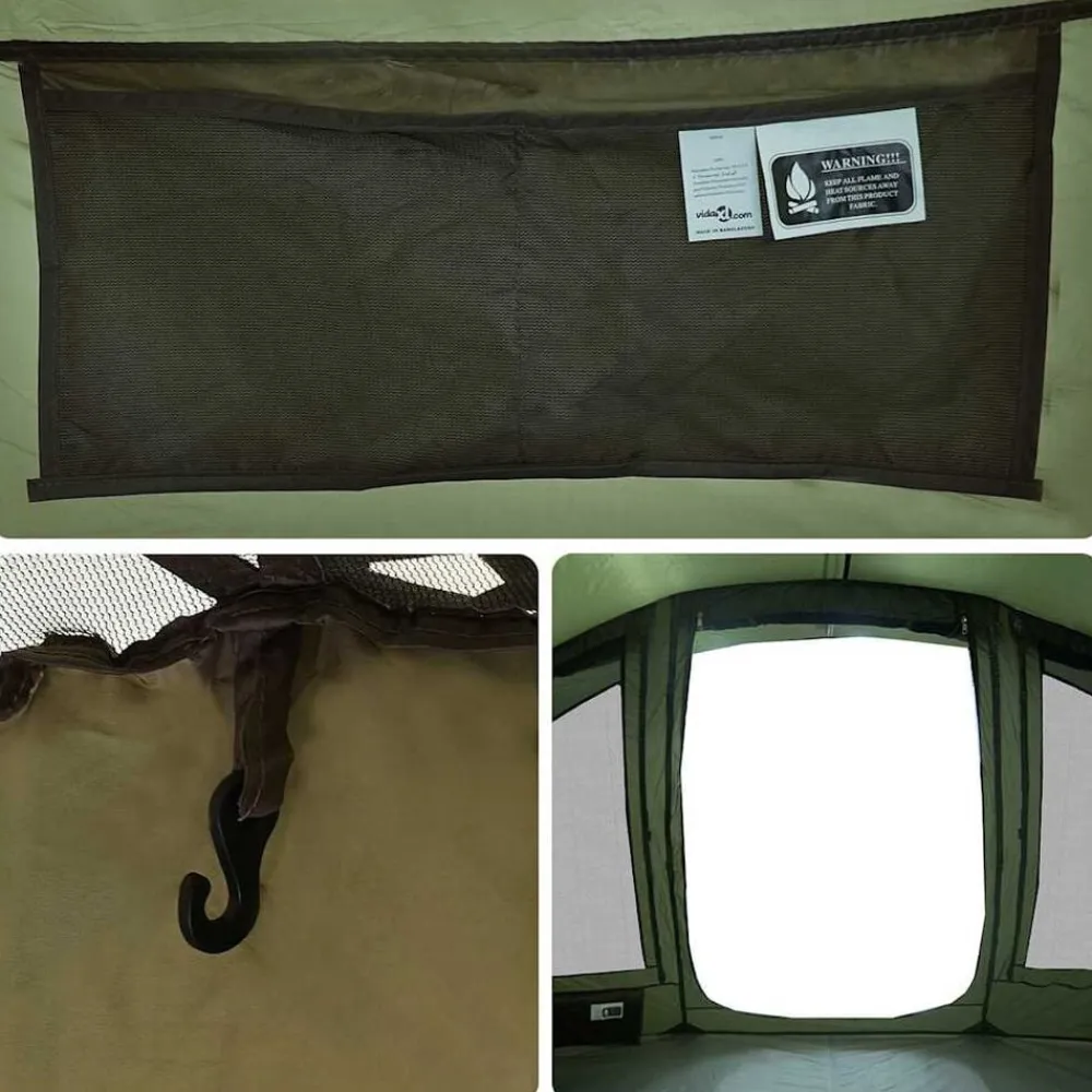 vidaXL Actividades Al Aire Libre-Tienda de pesca 5 personas impermeable oliva