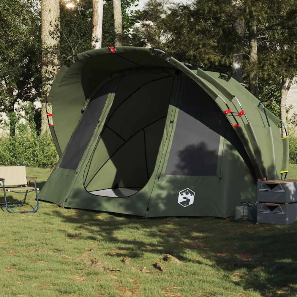 vidaXL Actividades Al Aire Libre-Tienda de pesca 5 personas impermeable oliva