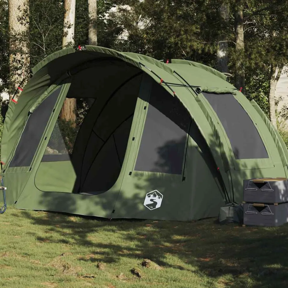 vidaXL Tienda de pesca 2 personas impermeable oliva Verde