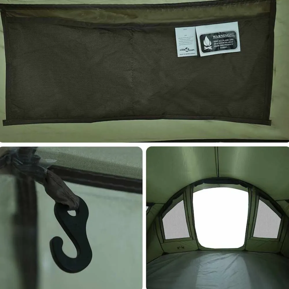 vidaXL Tienda de pesca 2 personas impermeable oliva Verde