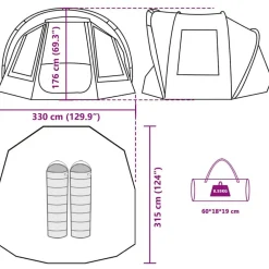 vidaXL Tienda de pesca 2 personas impermeable oliva Verde