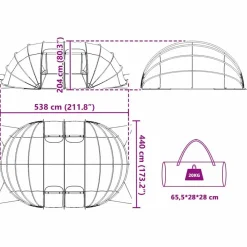 vidaXL Tienda de piscina tipo cúpula 538 x 440 x 204 cm Transparente Online