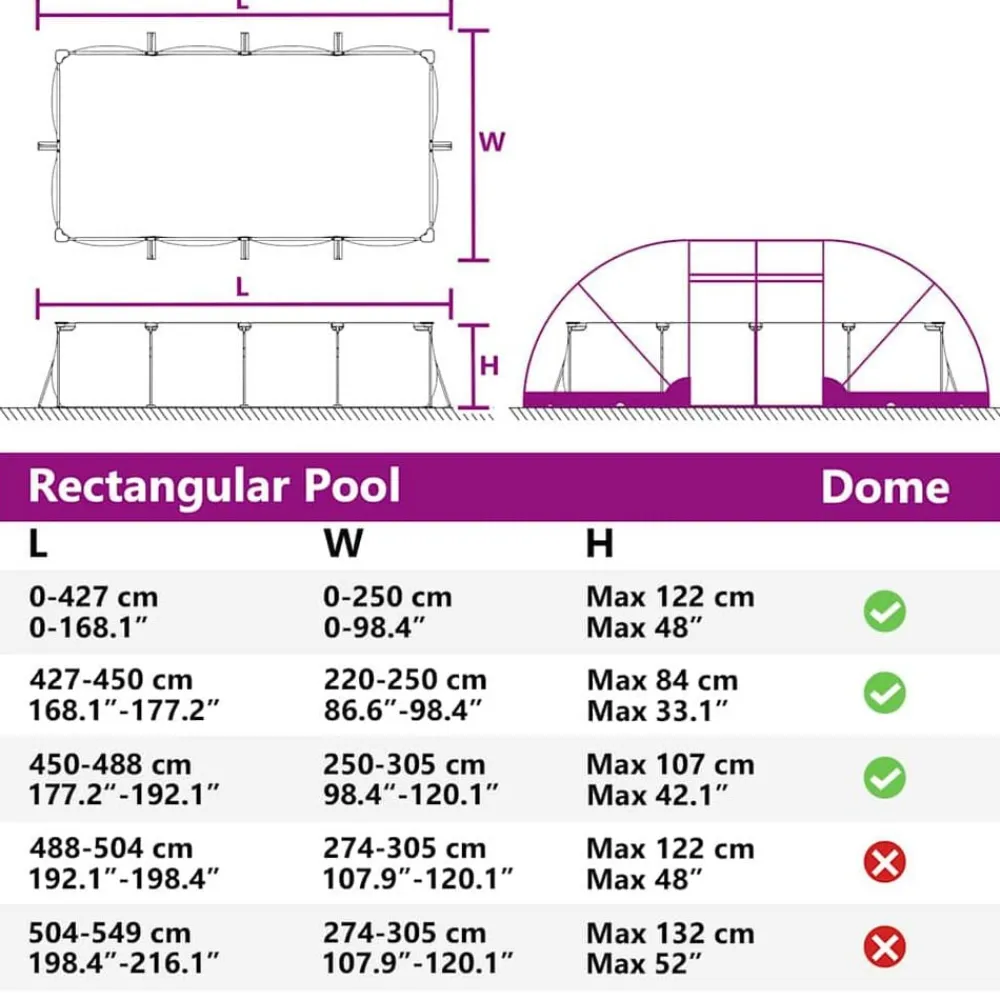vidaXL Tienda de piscina tipo cúpula 538 x 440 x 204 cm Gris Hot
