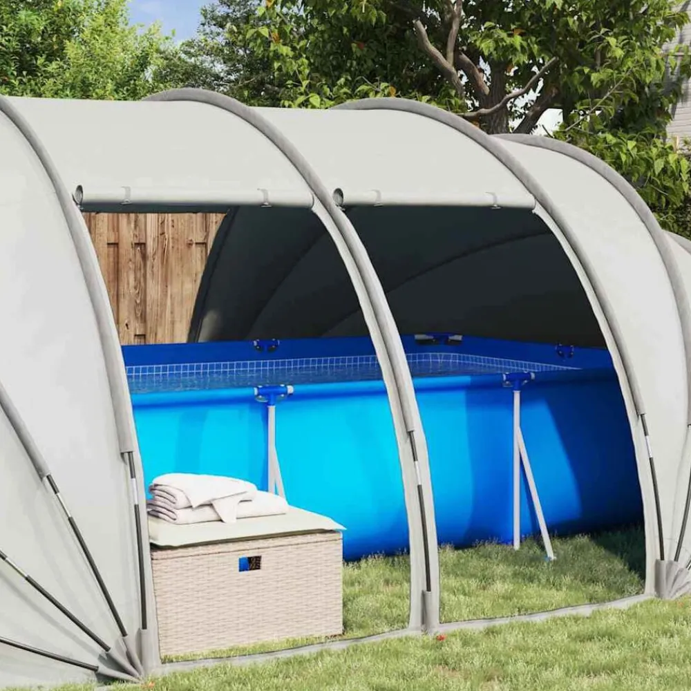vidaXL Tienda de piscina tipo cúpula 538 x 440 x 204 cm Gris Hot