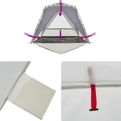vidaXL Tienda de playa 4 personas impermeable apertura rápida Gris New