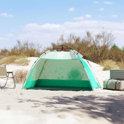 vidaXL Tienda de playa 2 personas impermeable apertura rápida Verde Online