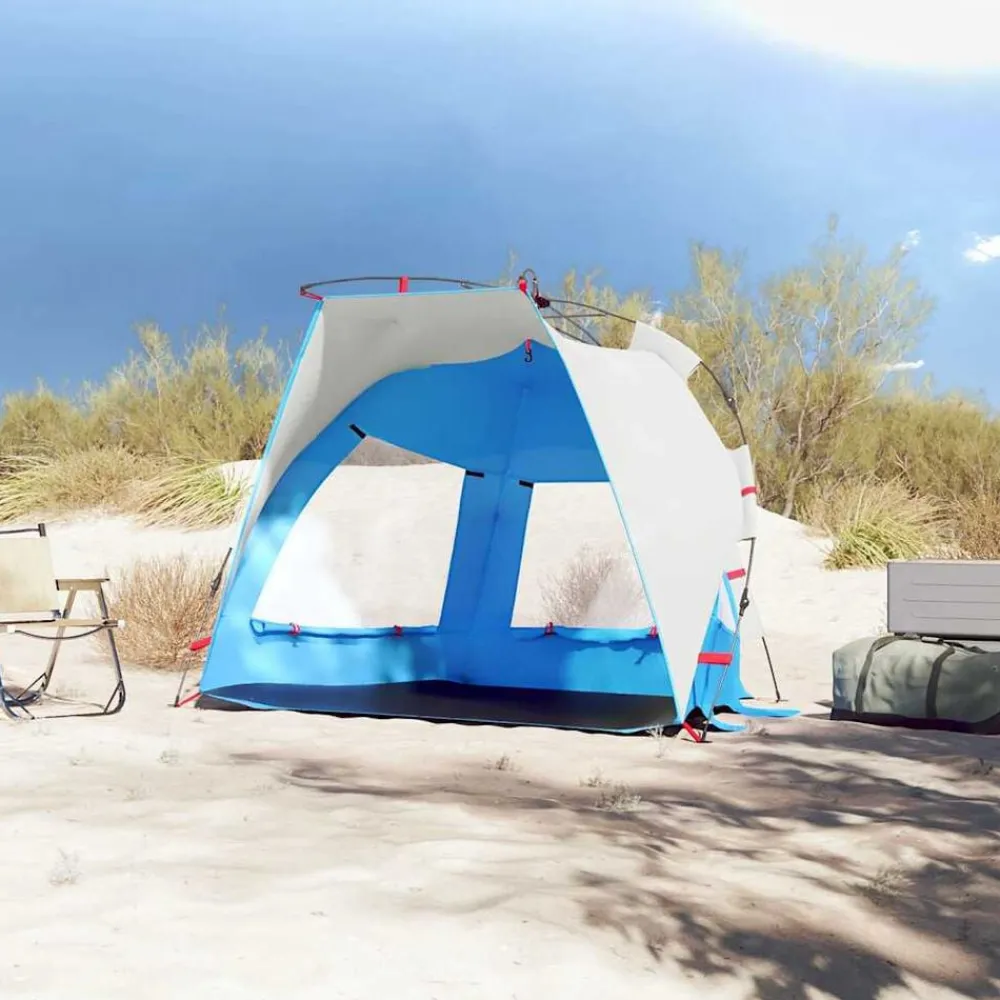 vidaXL Tienda de playa 2 personas impermeable apertura rápida azul Azul celeste Clearance