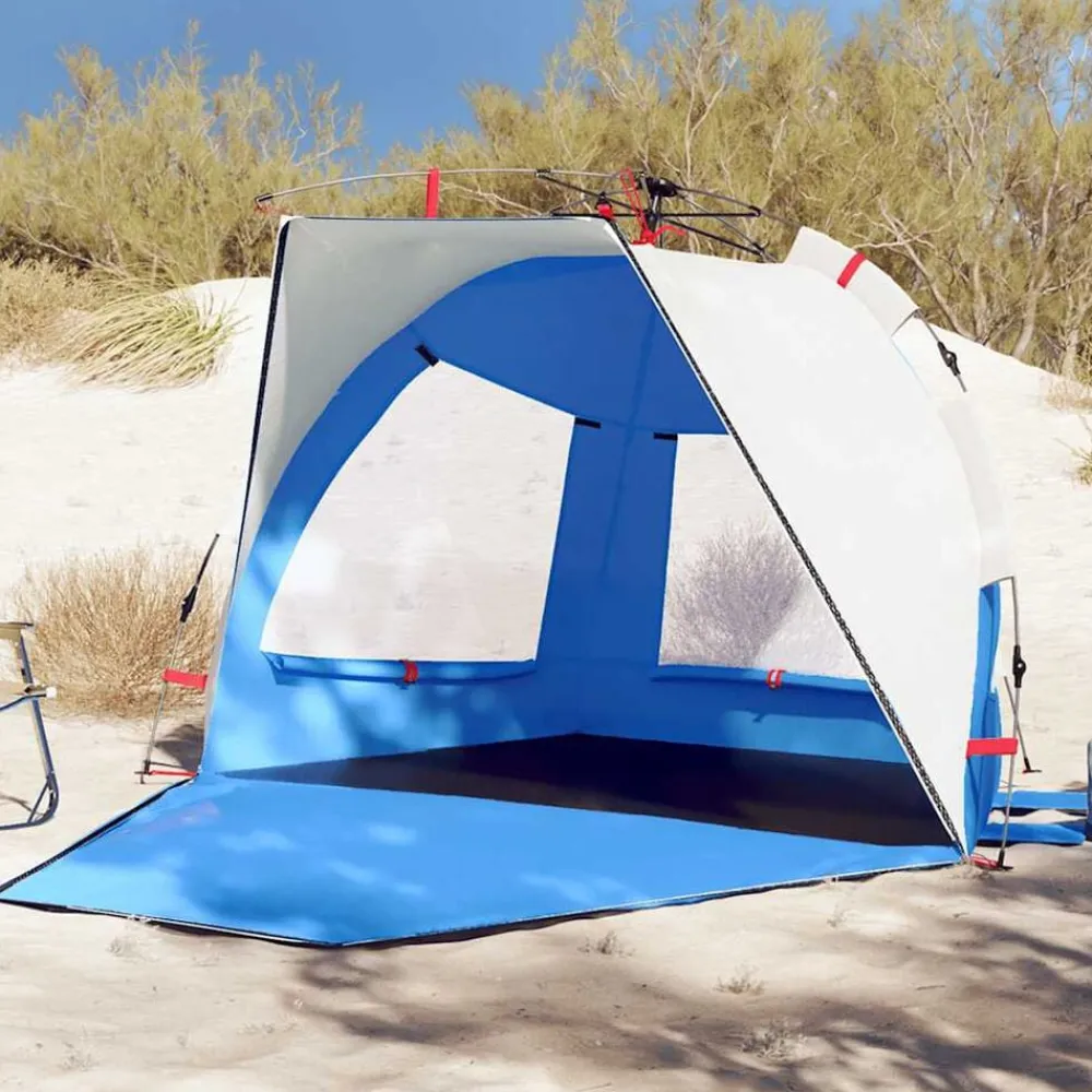 vidaXL Tienda de playa 2 personas impermeable apertura rápida azul Azul celeste