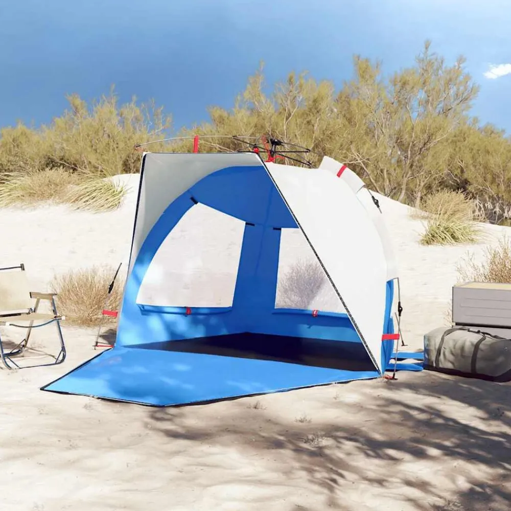 vidaXL Tienda de playa 2 personas impermeable apertura rápida azul Azul celeste