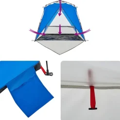 vidaXL Tienda de playa 4 personas impermeable apertura rápida azul Azul celeste Clearance