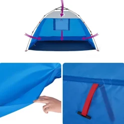 vidaXL Tienda de playa 2 personas impermeable apertura rápida azul Azul celeste Discount