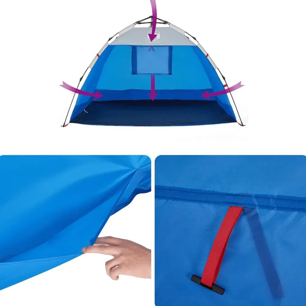 vidaXL Tienda de playa 2 personas impermeable apertura rápida azul Azul celeste Discount