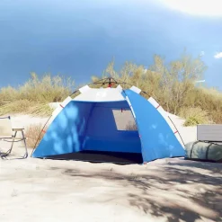 vidaXL Tienda de playa 2 personas impermeable apertura rápida azul Azul celeste Discount