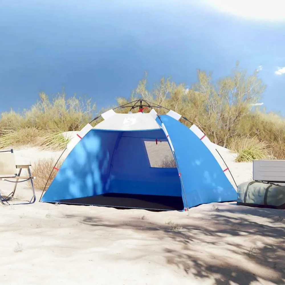 vidaXL Tienda de playa 2 personas impermeable apertura rápida azul Azul celeste Discount
