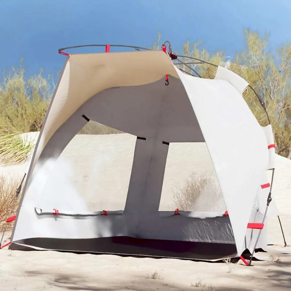vidaXL Tienda de playa 2 personas impermeable apertura rápida Gris
