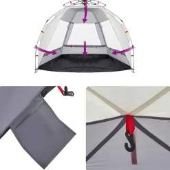 vidaXL Tienda de playa 2 personas impermeable apertura rápida Gris