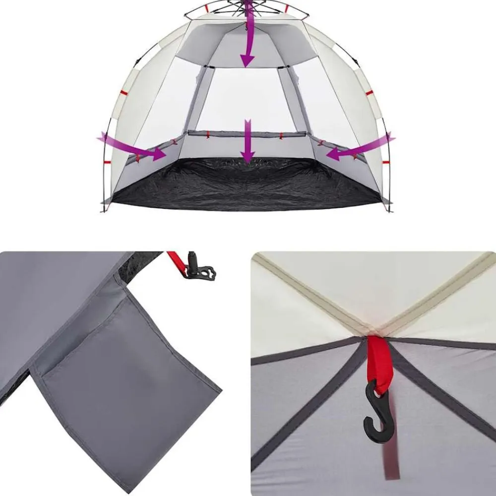 vidaXL Tienda de playa 2 personas impermeable apertura rápida Gris