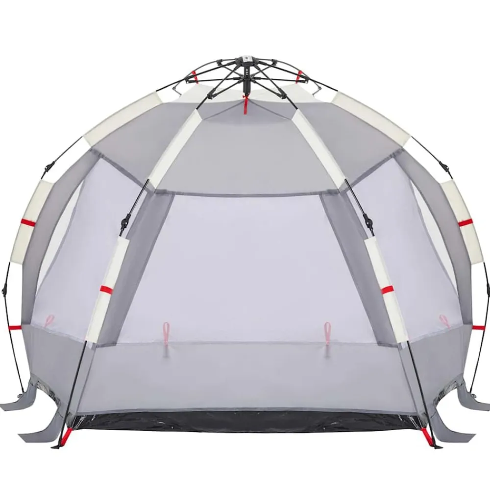 vidaXL Tienda de playa 2 personas impermeable apertura rápida Gris