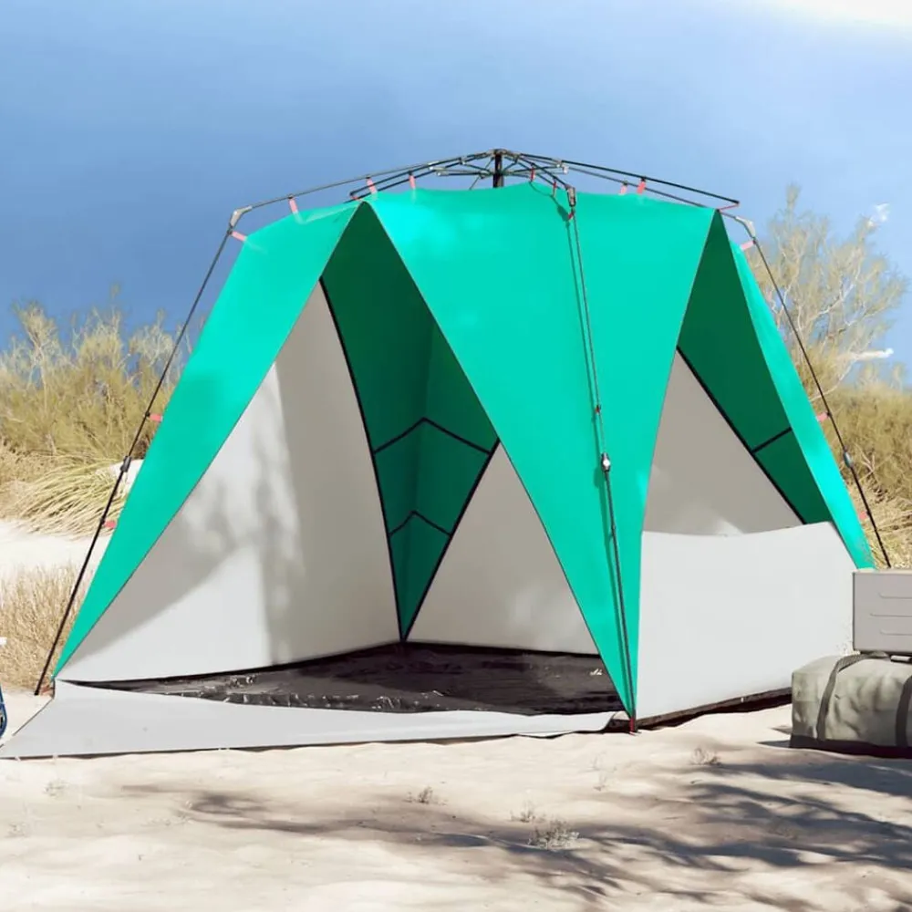 vidaXL Tienda de playa 4 personas impermeable apertura rápida verde Verde mar Online