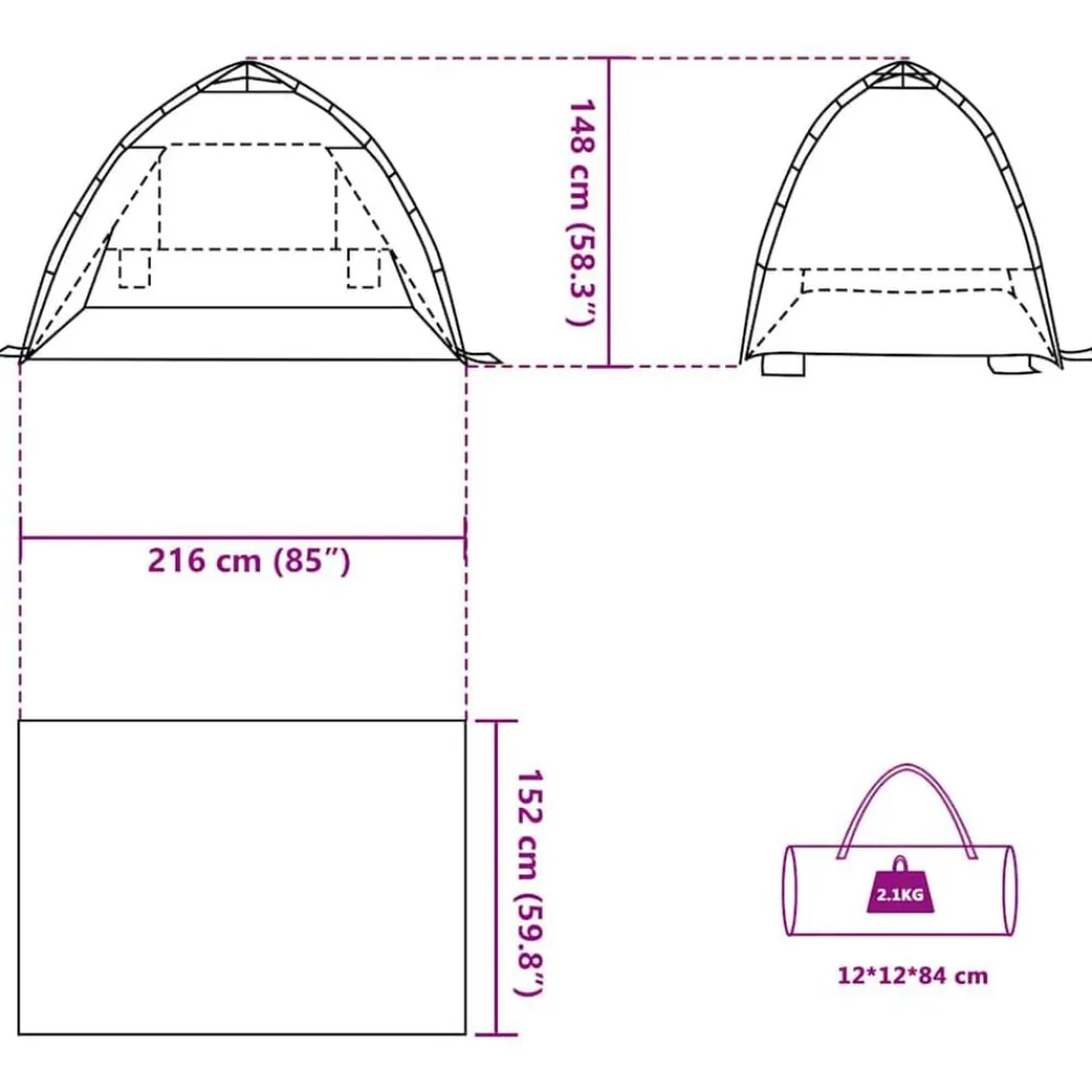 vidaXL Tienda de playa 2 personas impermeable apertura rápida verde Verde mar Hot