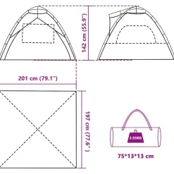 vidaXL Tienda de playa 3 personas impermeable apertura rápida Gris Outlet