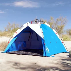 vidaXL Tienda de playa 3 personas impermeable apertura rápida azul Azul celeste Sale