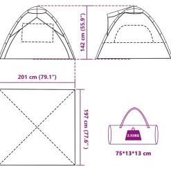vidaXL Tienda de playa 3 personas impermeable apertura rápida azul Azul celeste Sale