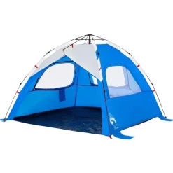 vidaXL Tienda de playa 3 personas impermeable apertura rápida azul Azul celeste Sale