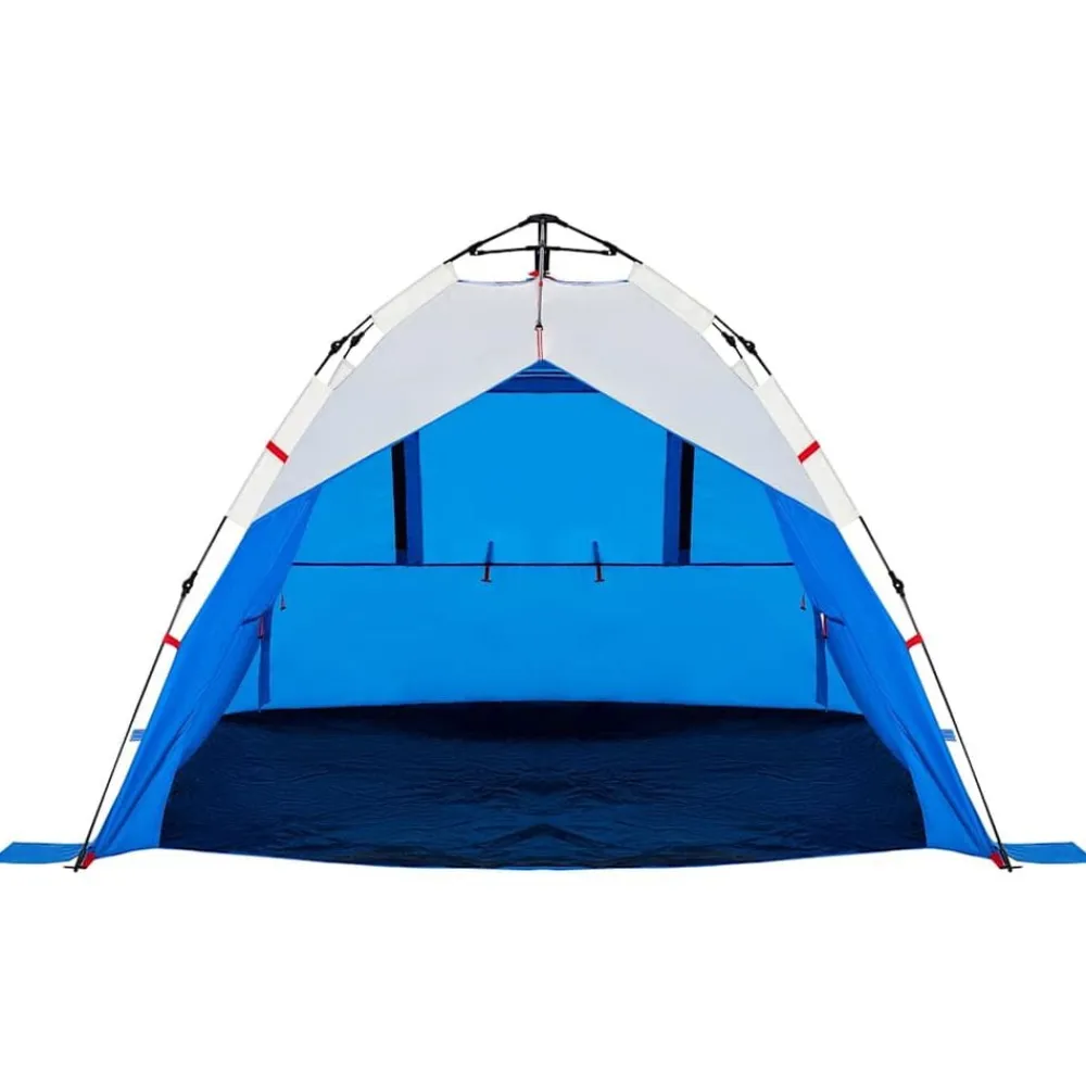 vidaXL Tienda de playa 3 personas impermeable apertura rápida azul Azul celeste Sale
