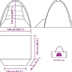 vidaXL Tienda de playa para 3 personas impermeable Gris