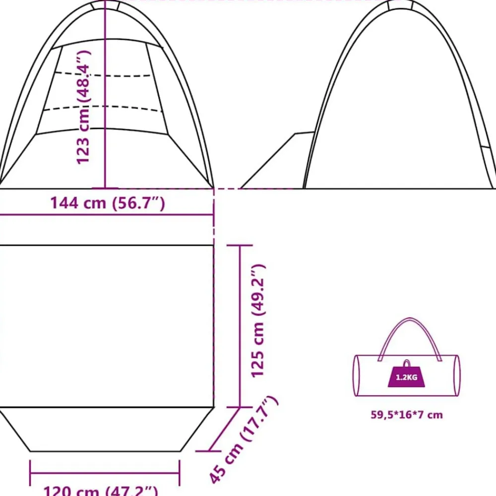 vidaXL Tienda de playa para 3 personas impermeable Gris