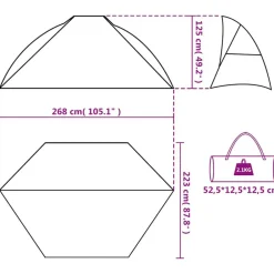 vidaXL Actividades Al Aire Libre-Tienda de playa 185T poliéster 268x223x125 cm