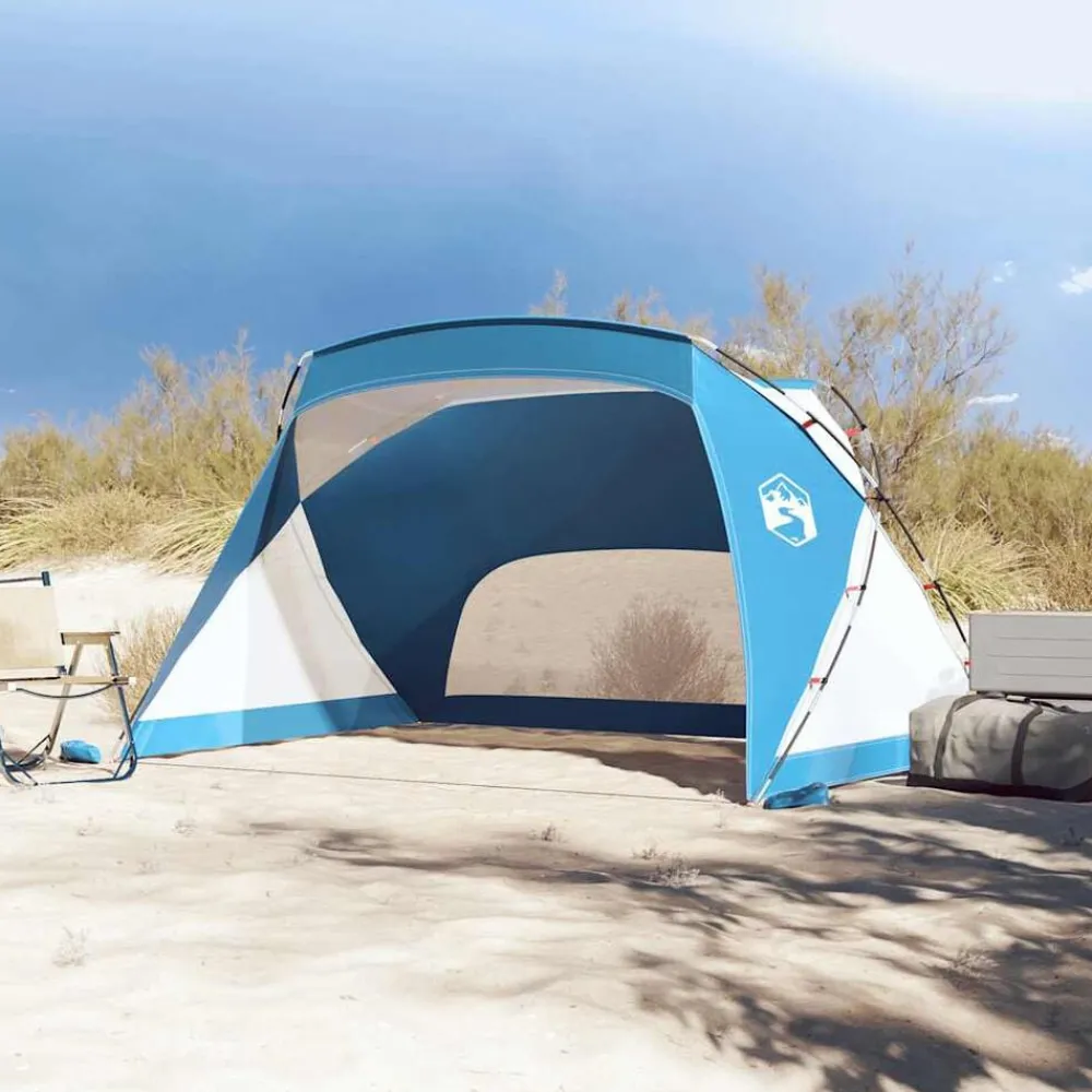vidaXL Actividades Al Aire Libre-Tienda de playa 185T poliéster celeste 274x178x170/148 cm