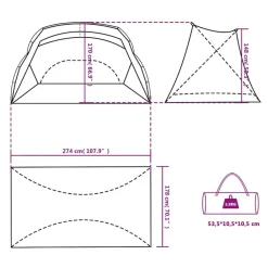 vidaXL Actividades Al Aire Libre-Tienda de playa 185T poliéster agua 274x178x170/148 cm
