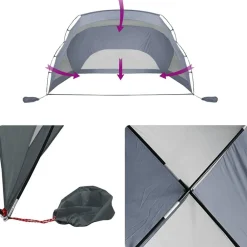 vidaXL Tienda de playa 185T poliéster 274x178x170/148 cm Gris Best