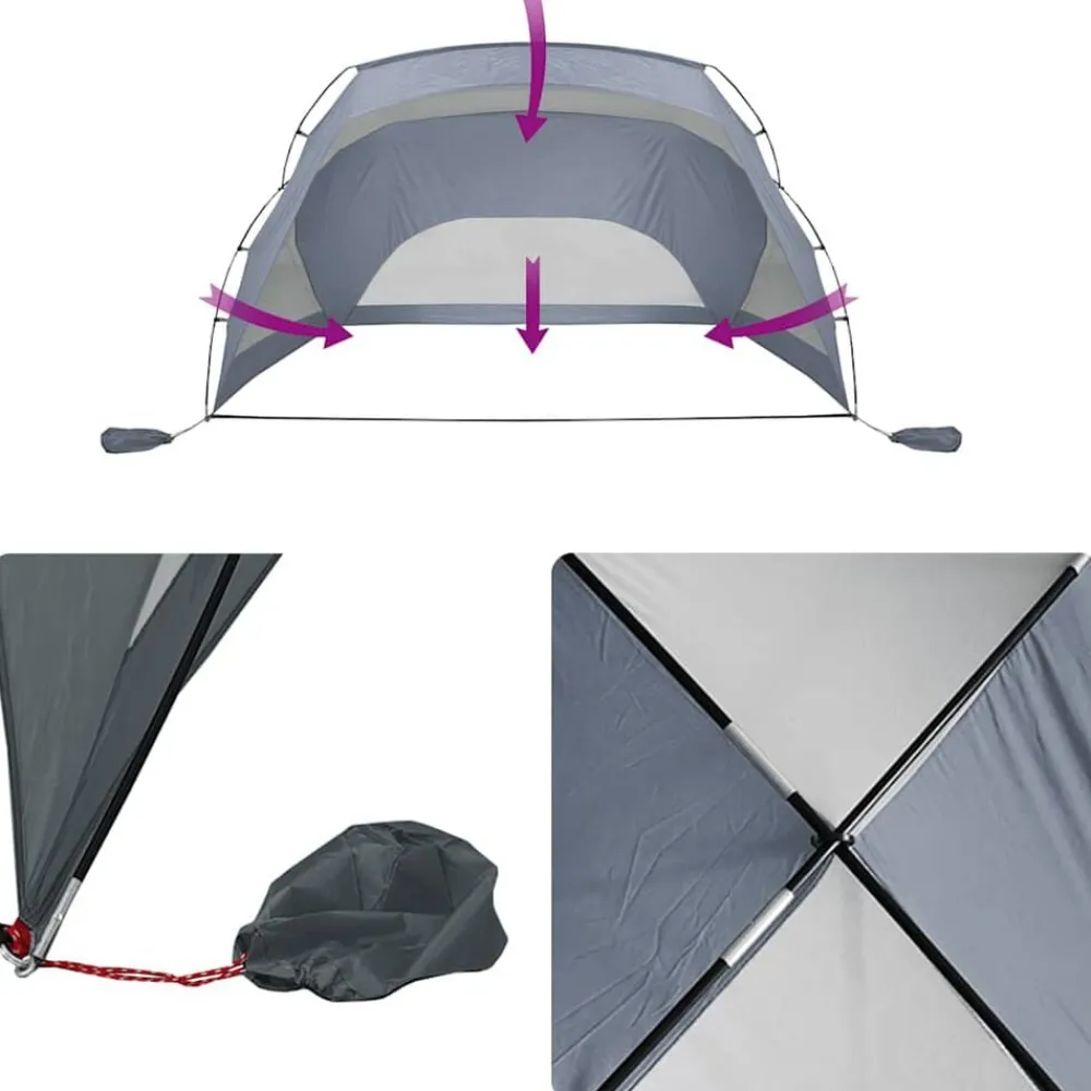 vidaXL Tienda de playa 185T poliéster 274x178x170/148 cm Gris Best