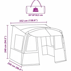 vidaXL Actividades Al Aire Libre-Tienda de portón trasero para Caravana con techo
