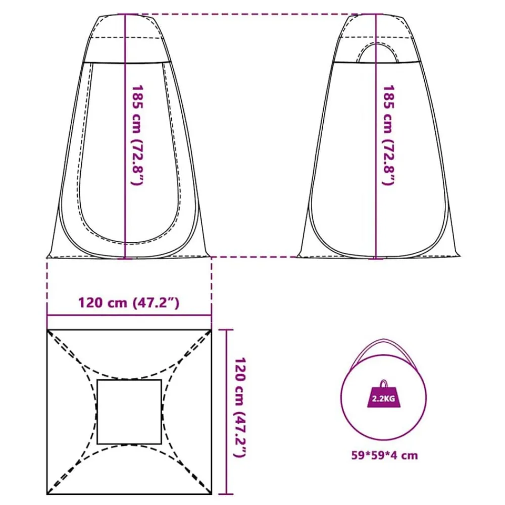 vidaXL Actividades Al Aire Libre-Tienda de privacidad pop-up impermeable