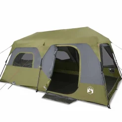 vidaXL Tienda familiar 9 personas impermeable apertura rápida Verde Hot