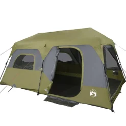 vidaXL Tienda familiar 9 personas impermeable apertura rápida Verde Hot