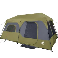 vidaXL Tienda familiar 9 personas impermeable apertura rápida Verde Hot