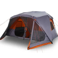 vidaXL Actividades Al Aire Libre-Tienda familiar 10 personas impermeable apertura rápida gris