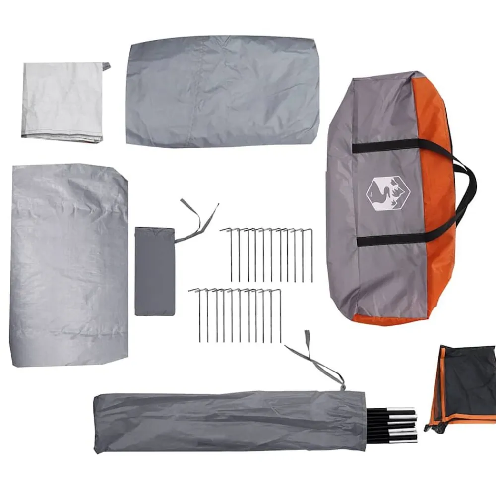 vidaXL Tienda familiar con cúpula impermeable 6 personas gris naranja Gris y naranja Discount