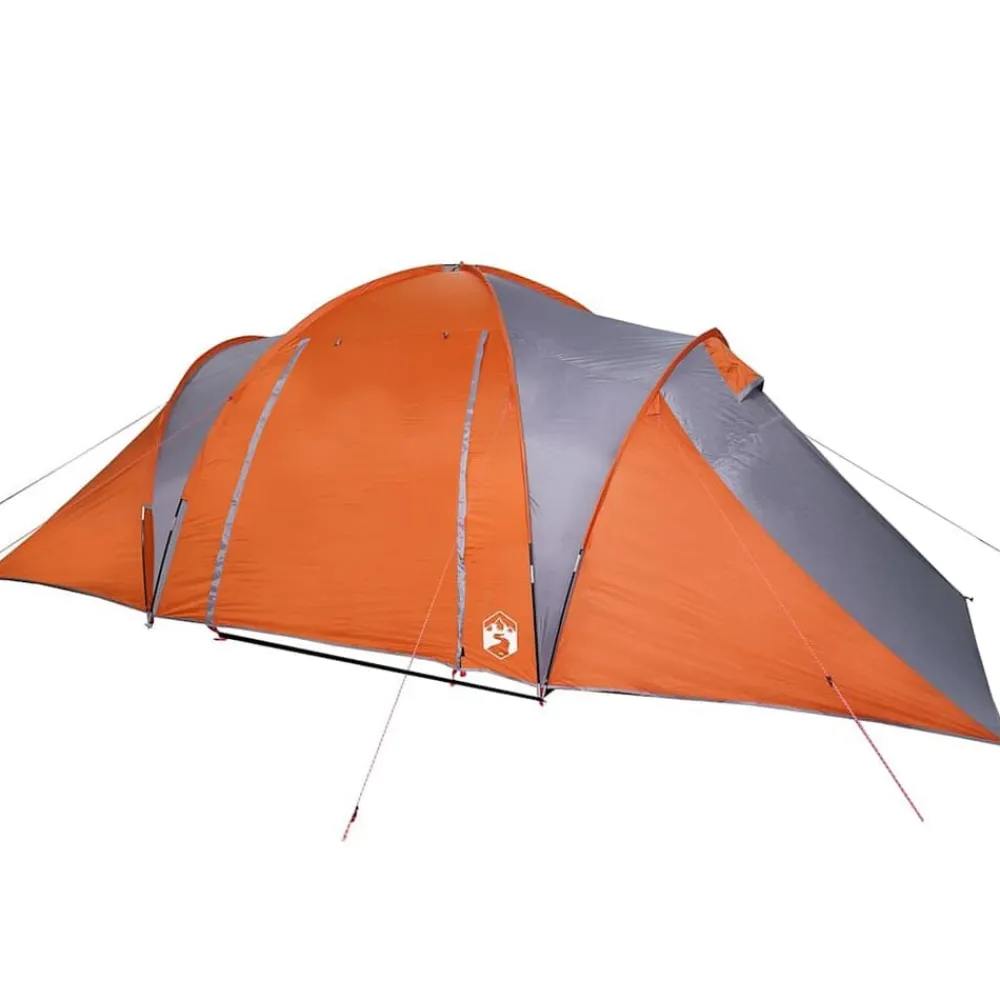 vidaXL Tienda familiar con cúpula impermeable 6 personas gris naranja Gris y naranja Discount