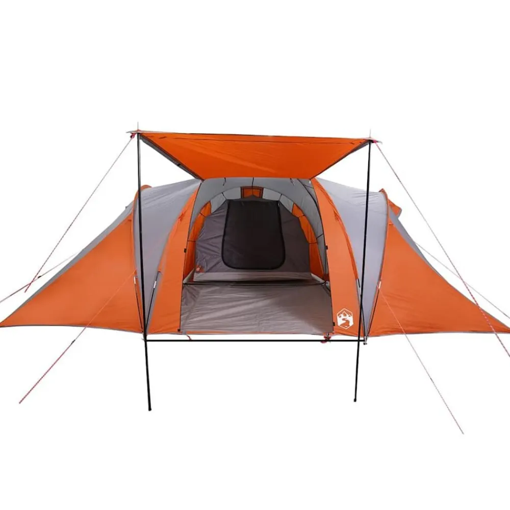 vidaXL Tienda familiar con cúpula impermeable 6 personas gris naranja Gris y naranja Discount