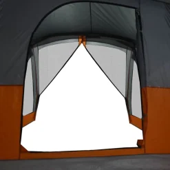 vidaXL Tienda familiar con porche 4 personas impermeable gris naranja Gris y naranja Online