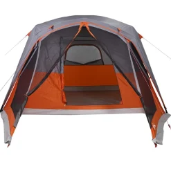 vidaXL Tienda familiar con porche 4 personas impermeable gris naranja Gris y naranja Online