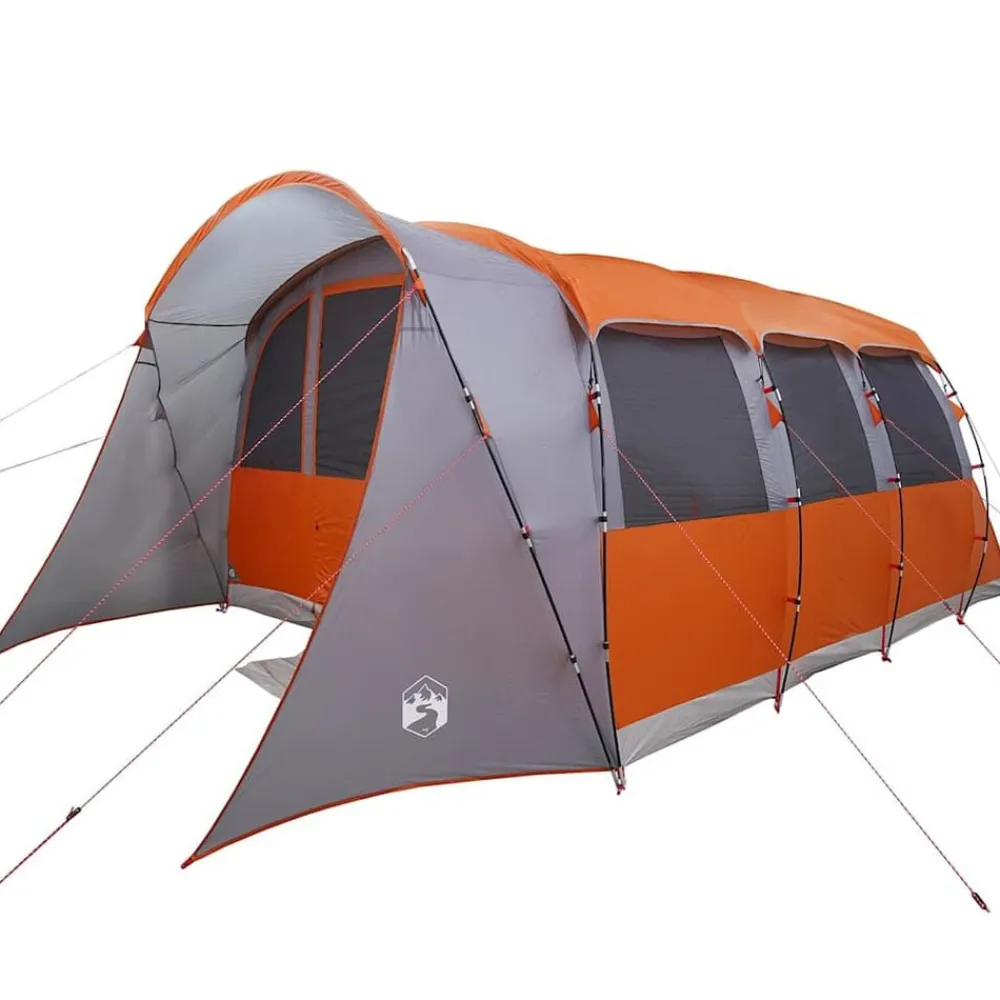 vidaXL Tienda Familiar con techo 576 x 325 x 213 cm Gris y naranja Discount