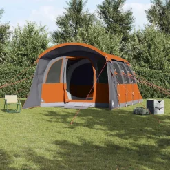 vidaXL Tienda Familiar con techo 576 x 325 x 213 cm Gris y naranja Discount